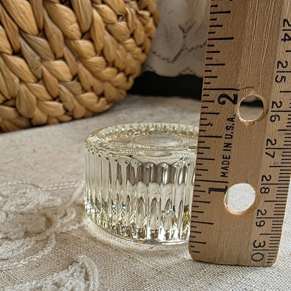 Taper Candle Holders Clear Ribbed Glass MCM Brutalist Set of 2 Minimalist
